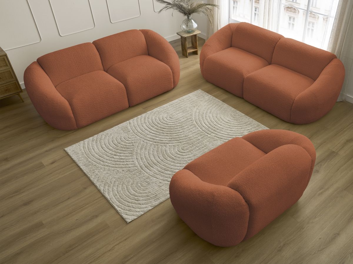 Bobochic Tina Sofa 6-Sitzer Bouclé-Stoff Orange