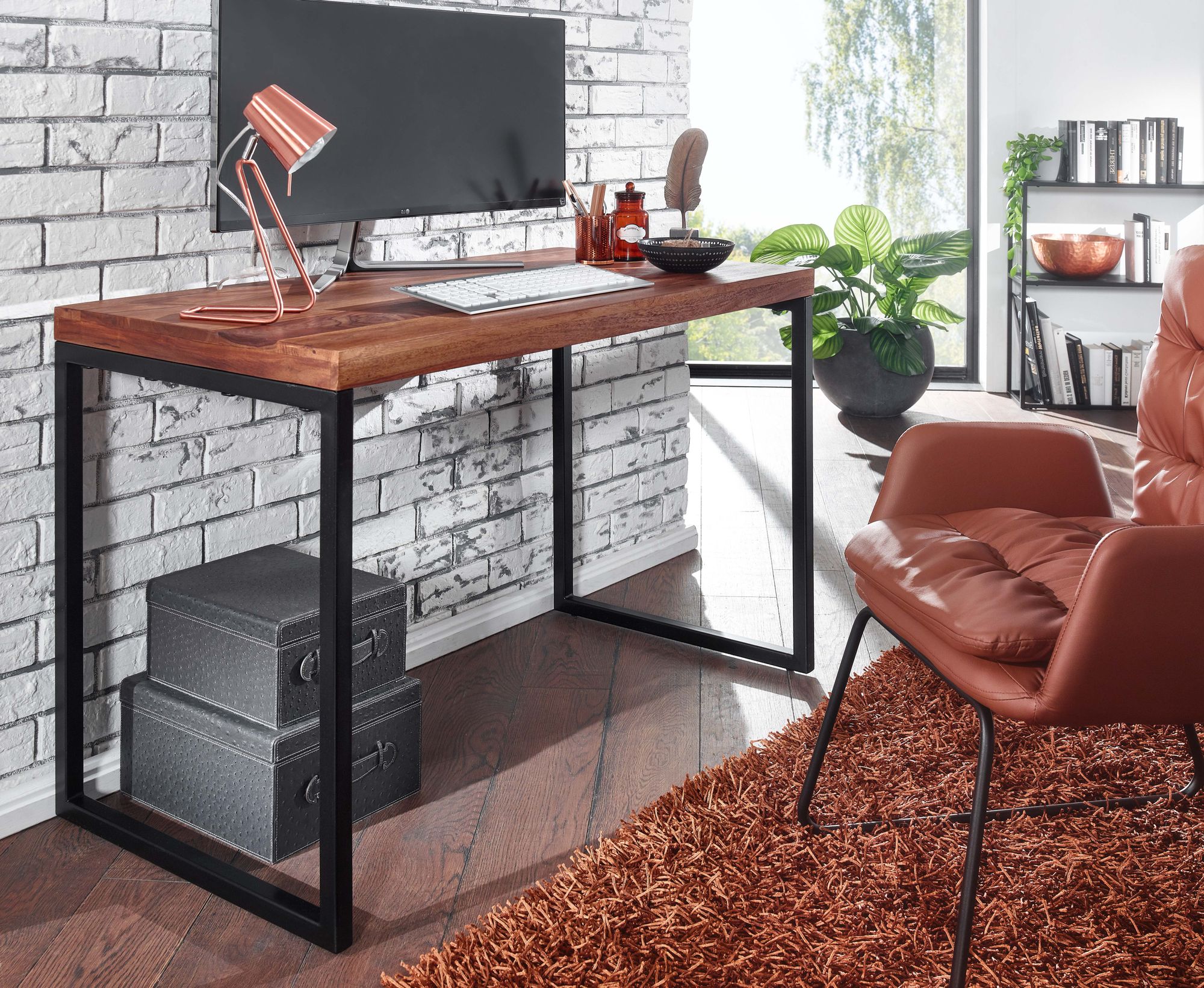 Schreibtisch Krokur Sheesham Massivholz 117 × 59 × 76,5 cm