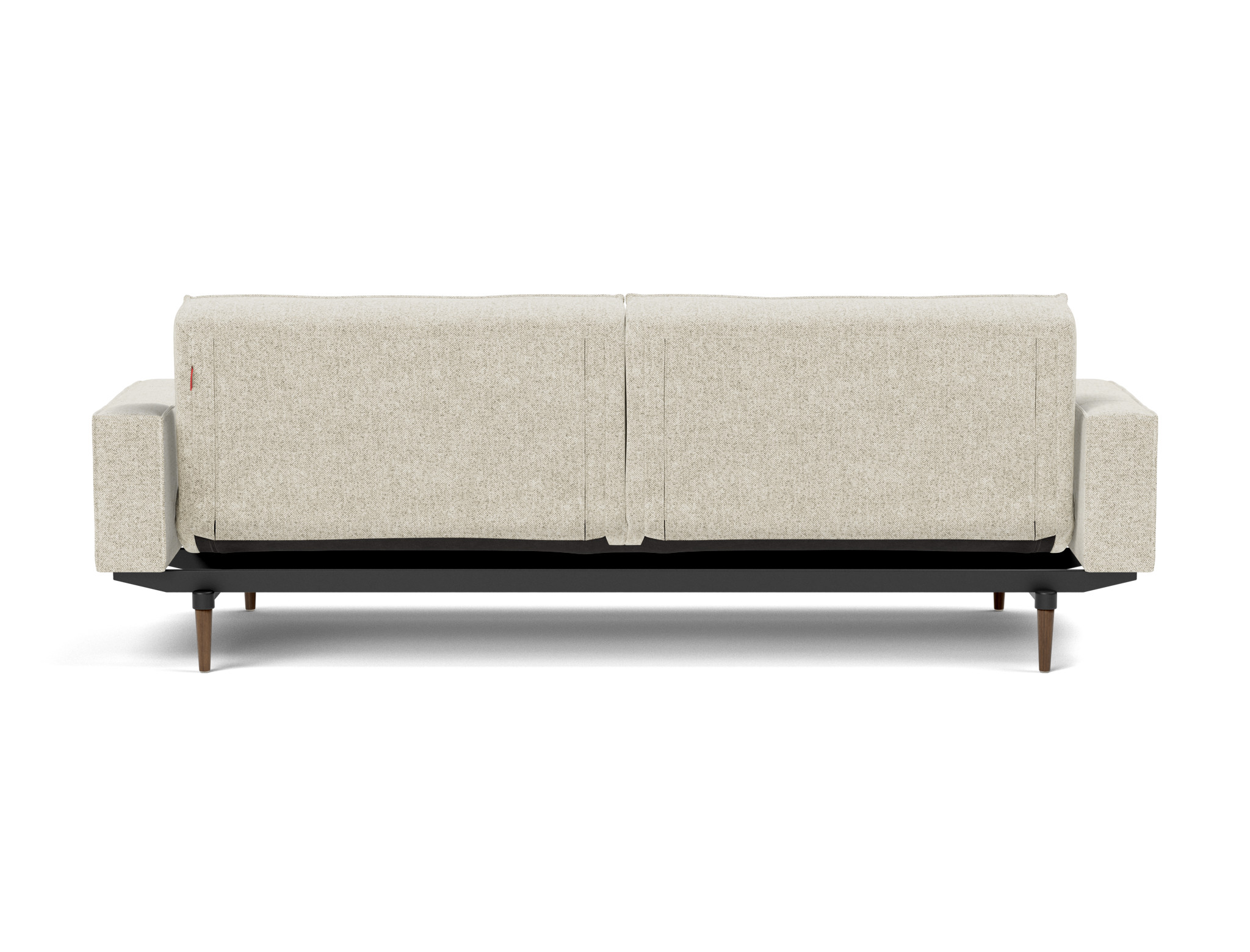 Schlafsofa Splitback mit Armlehnen Strukturierter Stoff Taura 357-Off-White Beine Styletto Eiche dunkel