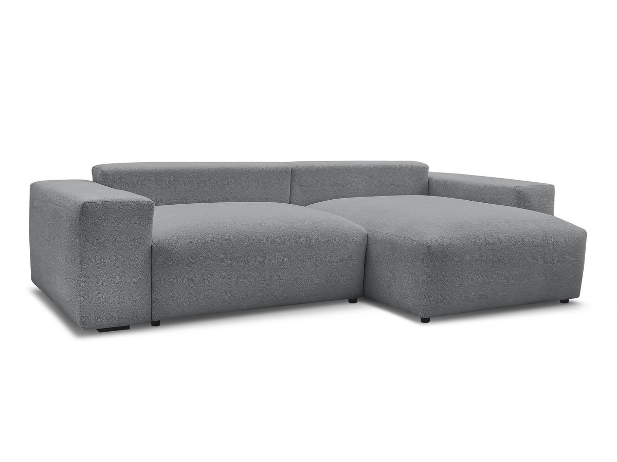 Bobochic Voltaire Ecksofa mit Schlaffunktion und Bettkasten Melange-Stoff Dunkelgrau