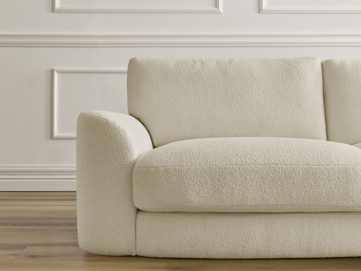 Bobochic Leonore Sofa 3-Sitzer Bouclé-Stoff Beige