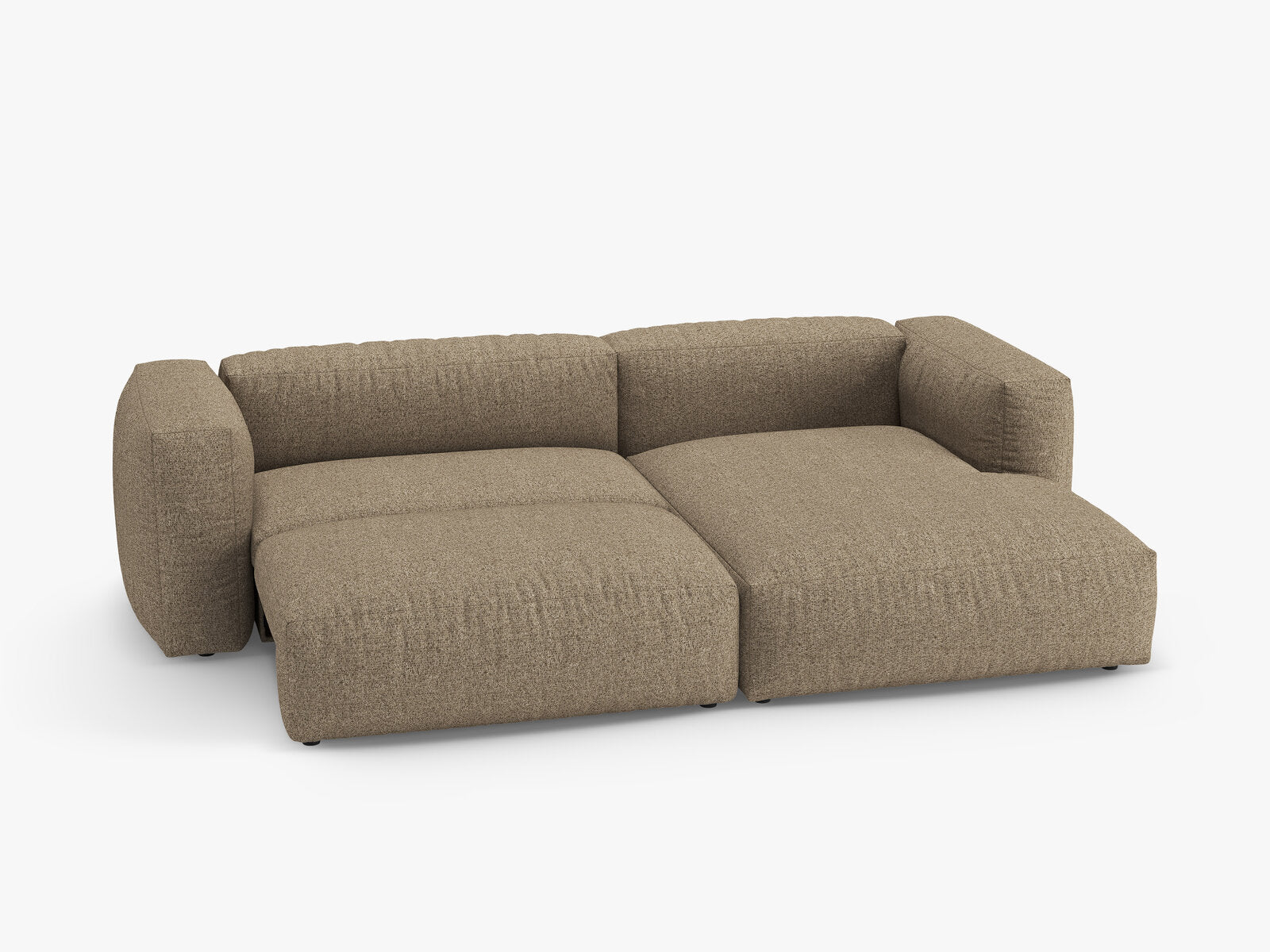 Micadoni Martina Ecksofa 4-Sitzer mit Schlaffunktion Rechts Boucle Monet Cappuccino