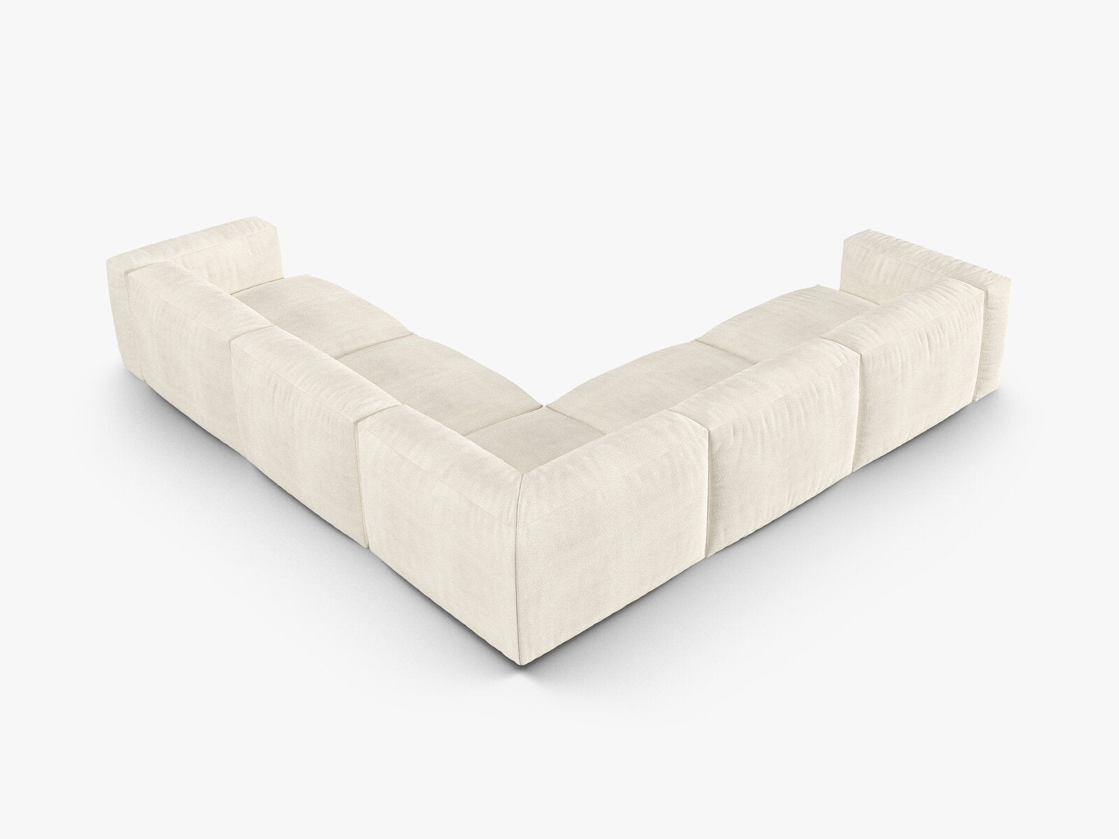 Micadoni modulares symmetrisches Ecksofa XL Martina 5-Sitzer 90cm Sitztiefe Boucle Monet Elfenbein