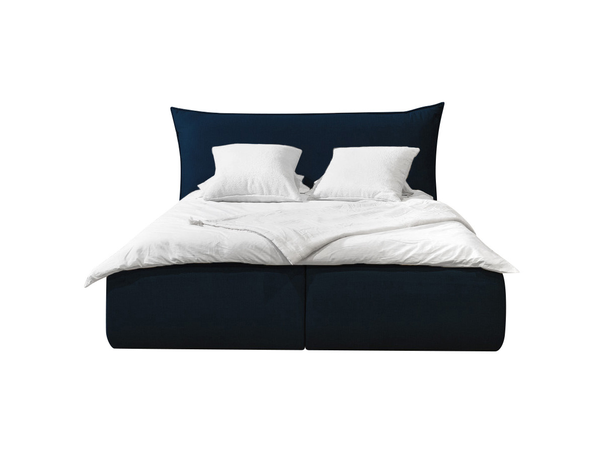 Bobochic Jade Polsterbett mit Bettkasten Stoff Blau, Liegefläche 140 × 190 cm
