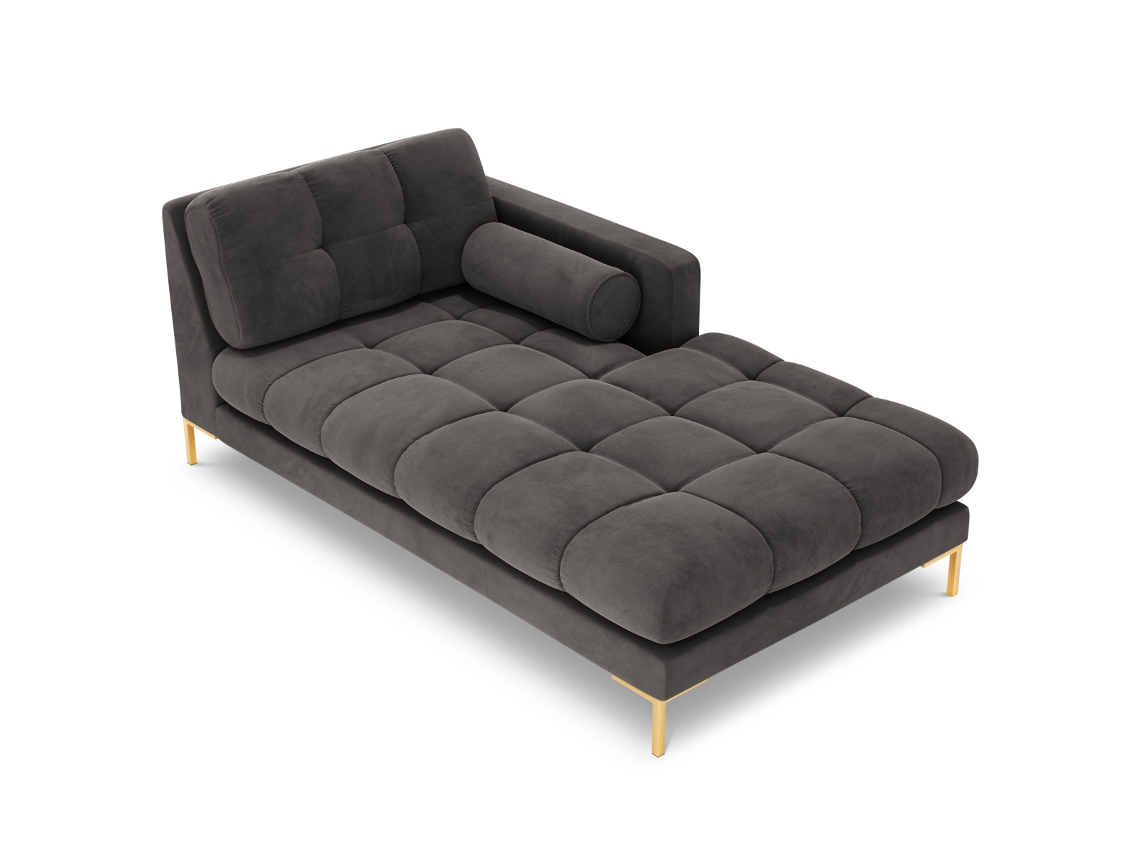 Cosmopolitan Design Chaiselongue Bali Samt Bluvel Dunkelgrau Melange Rechts Beine Gold