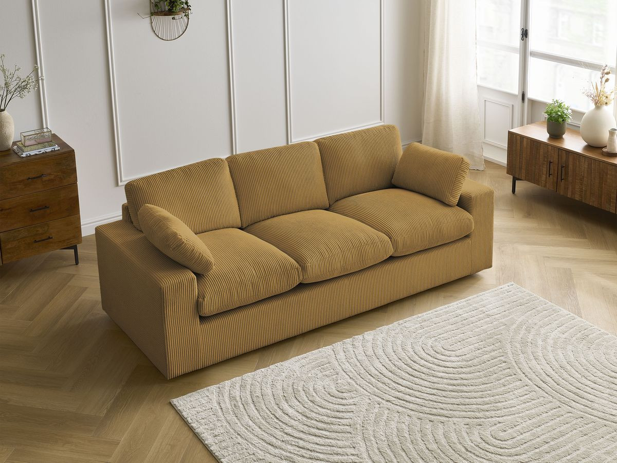 Bobochic Belair Sofa 3-Sitzer 220 × 93 cm Cordsamt Gelb