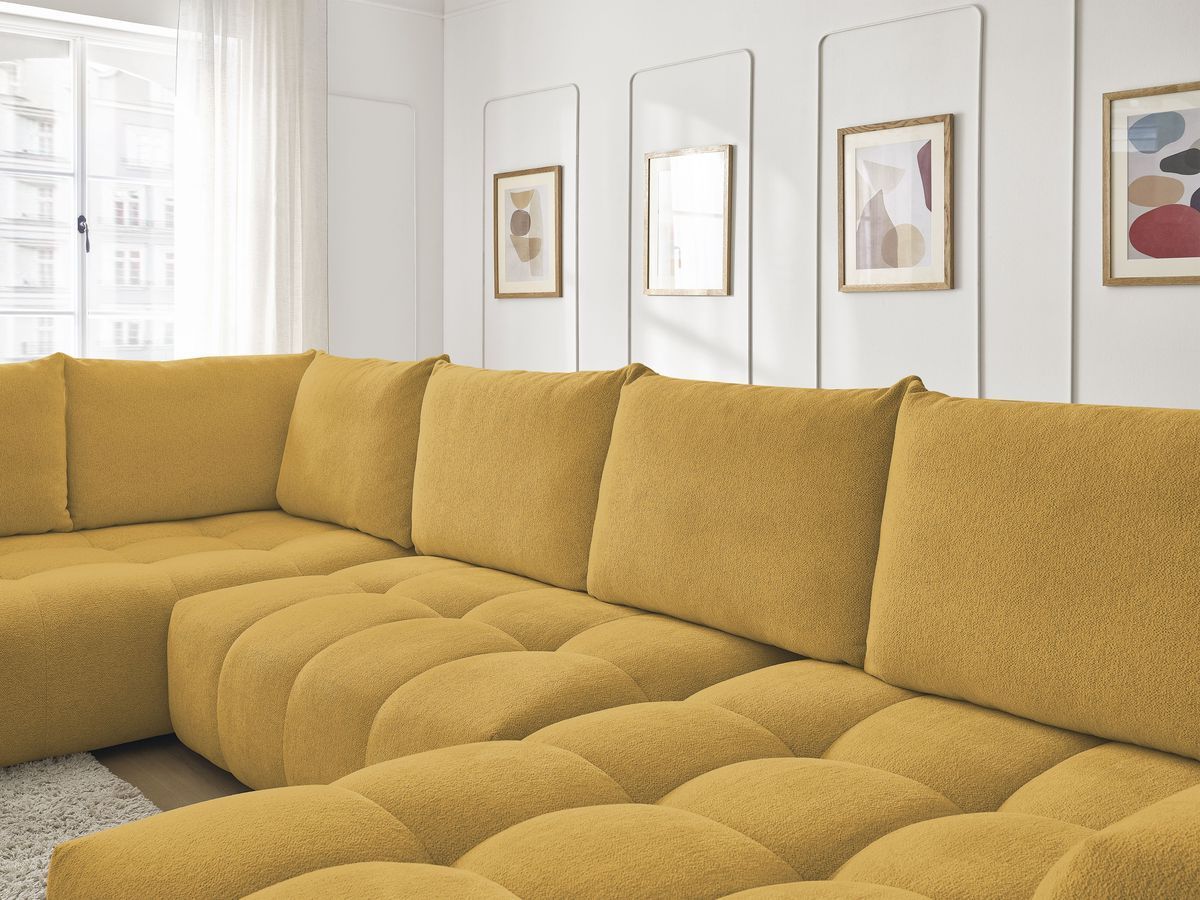 Bobochic Everest Wohnlandschaft, 6 Kissen Melange-Stoff Gelb Ecke rechts