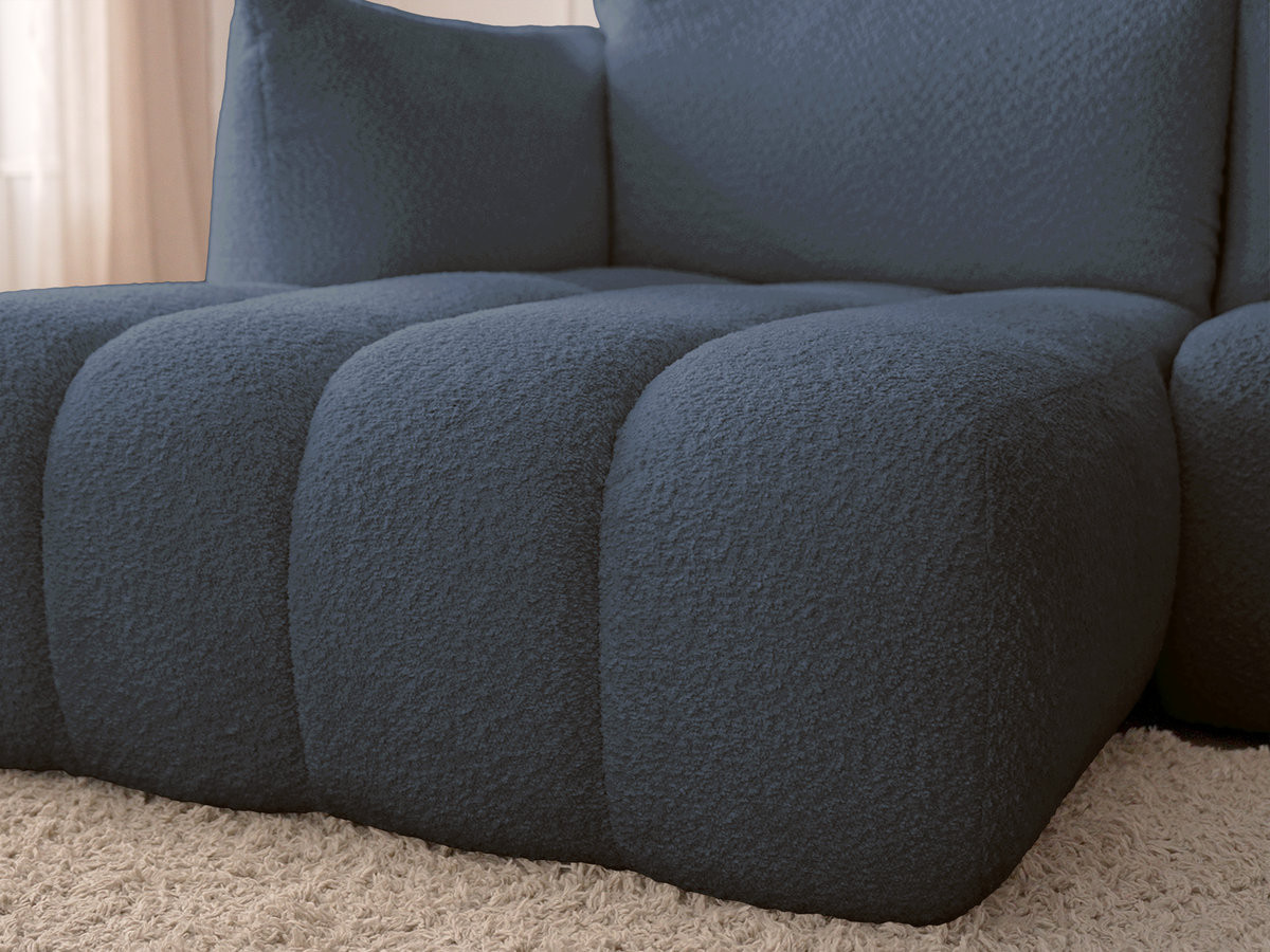 Bobochic Azra Ecksofa 319 × 178 cm Bouclé-Stoff Dunkelblau Ecke links