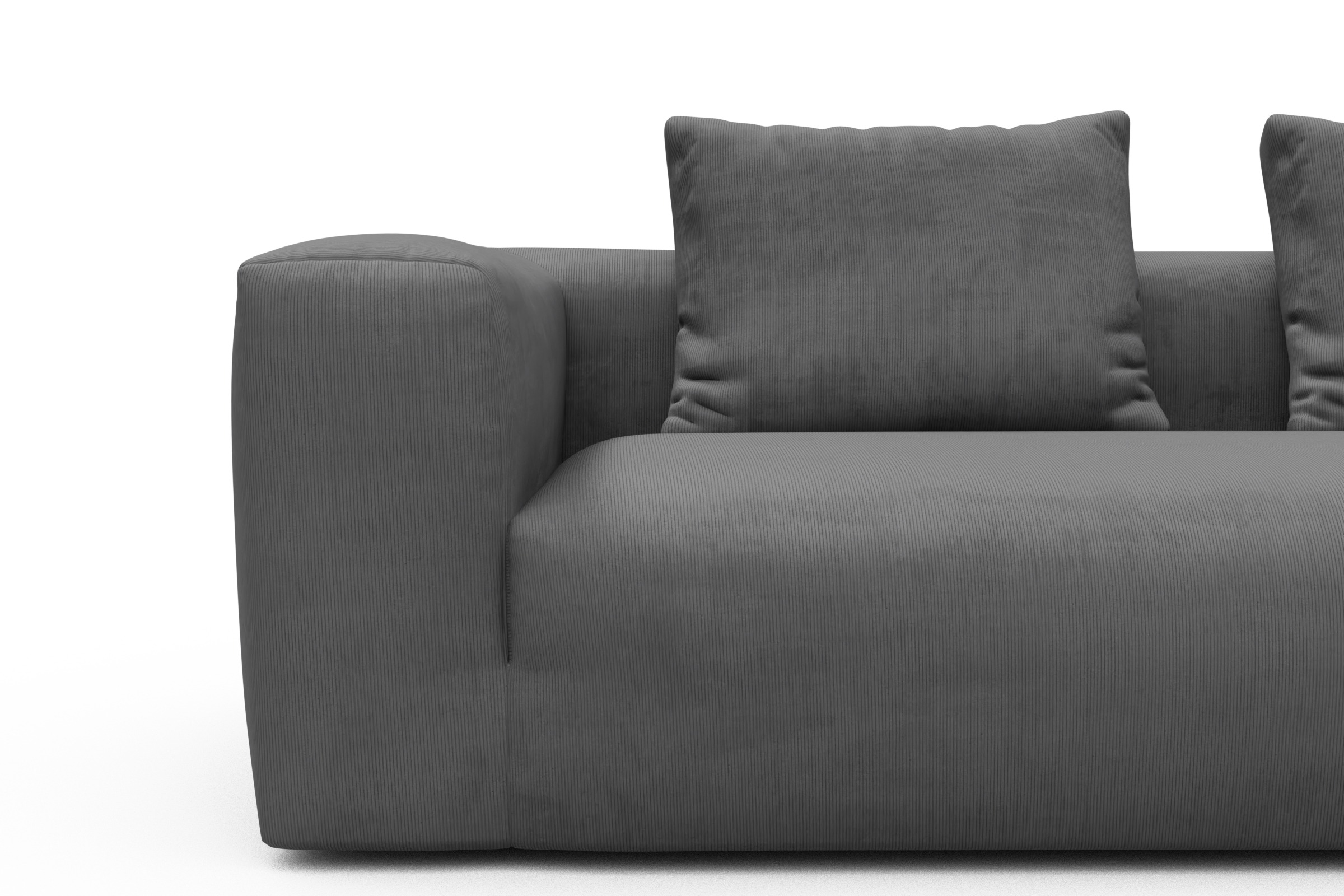 Ecksofa Fred Chaiselongue rechts mit 2,5-Sitzer Cordufine-Grey