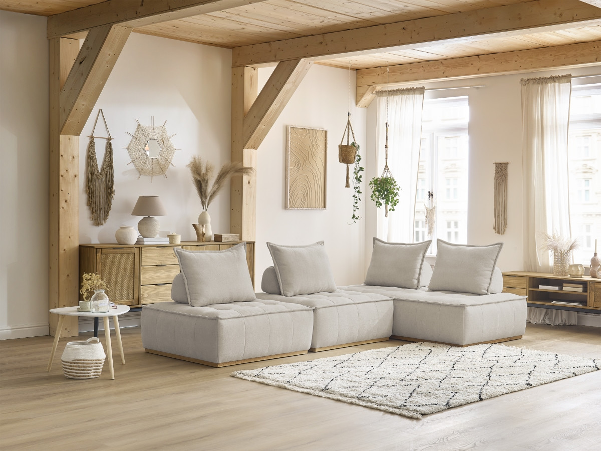 Bobochic Elisa Ecksofa Strukturstoff Beige