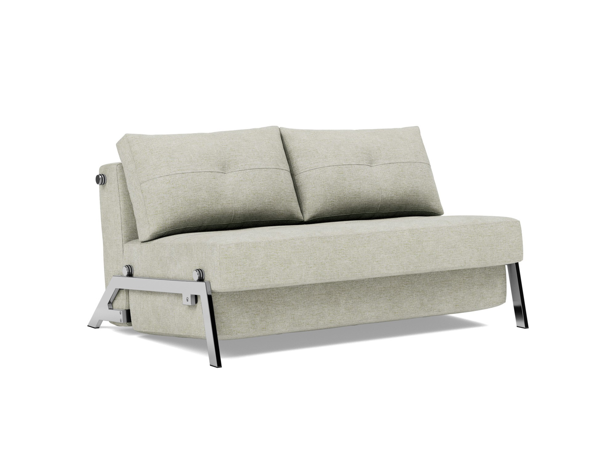 Schlafsofa Cubed 140 Flachgewebe Avella 280-Sand Beine Chrom