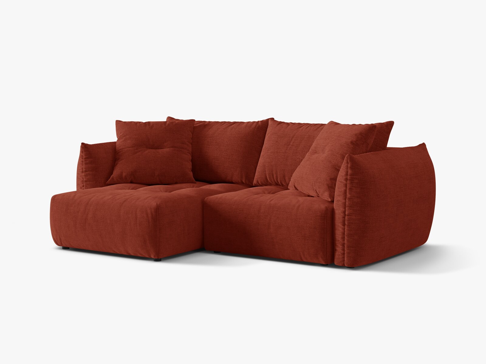 Micadoni Bloom Ecksofa 3-Sitzer mit Schlaffunktion Links Strukturierter Stoff Wind Kastanienbraun