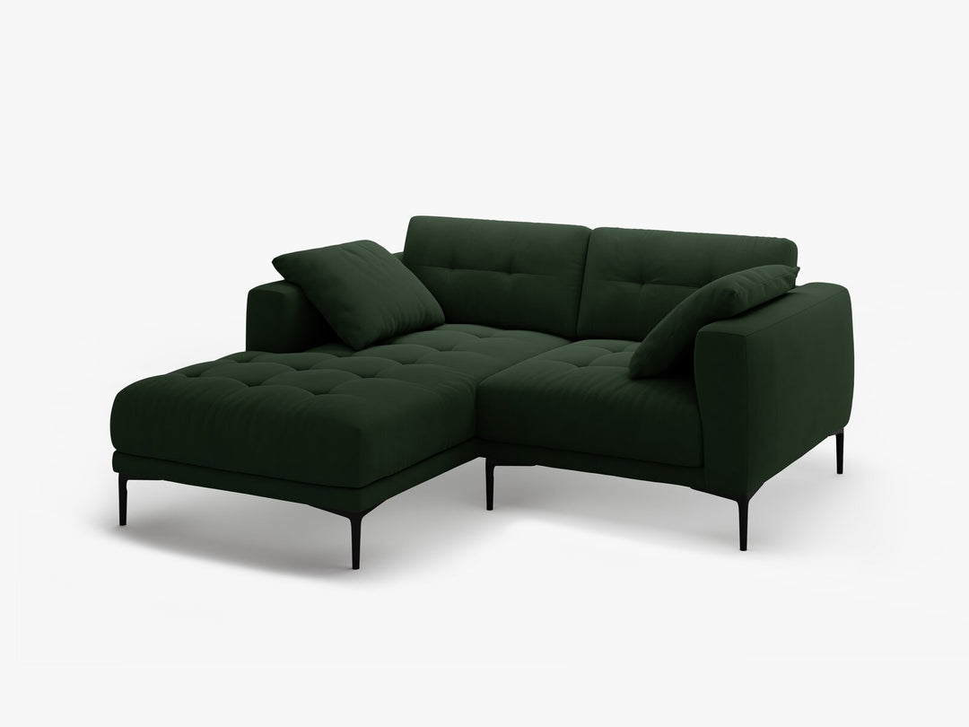 Micadoni Ecksofa Bemy 2-Sitzer Links Samt Flaschengrün