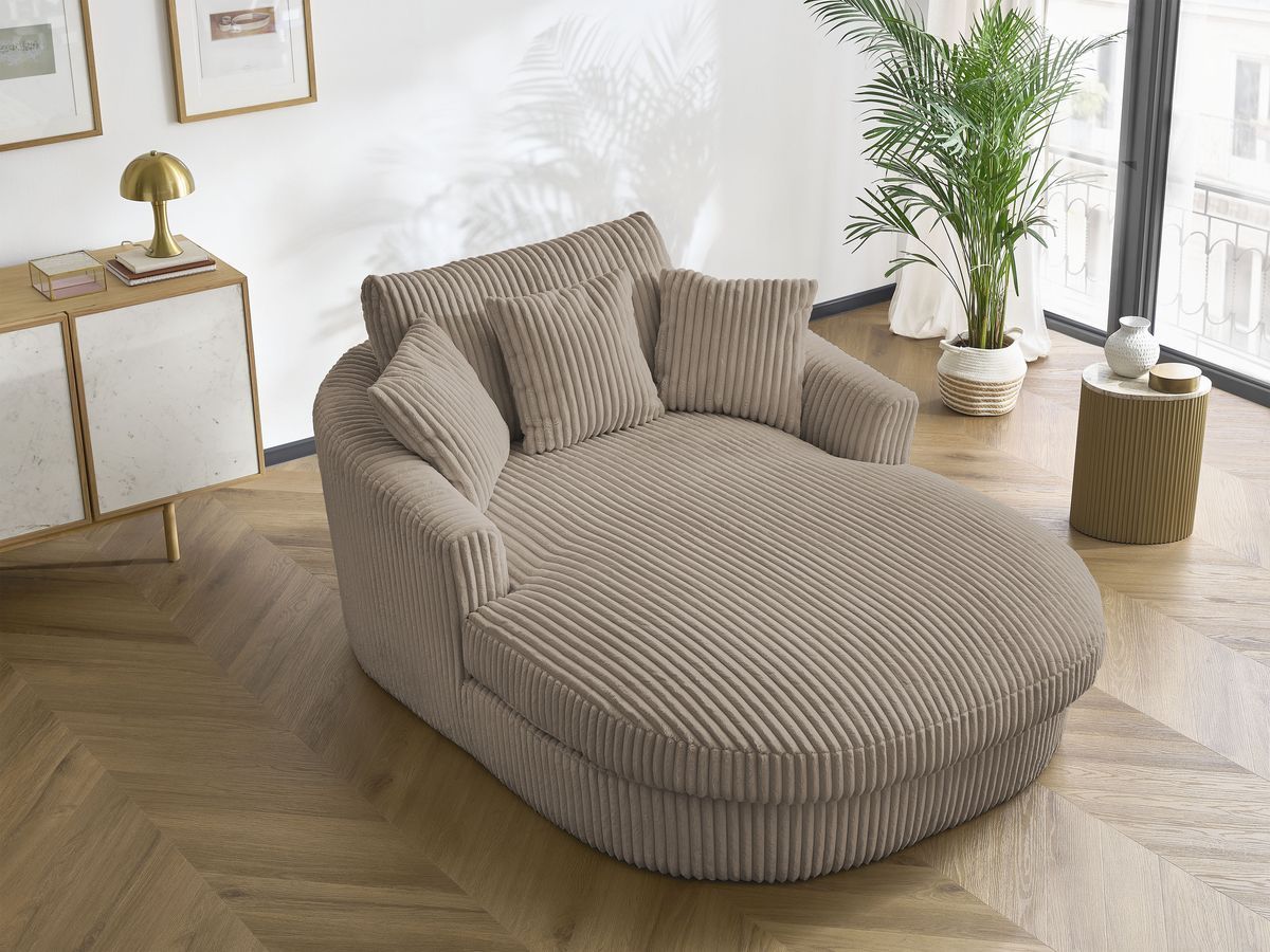 Bobochic Belem Méridienne-Modul Breitcord weich Taupe