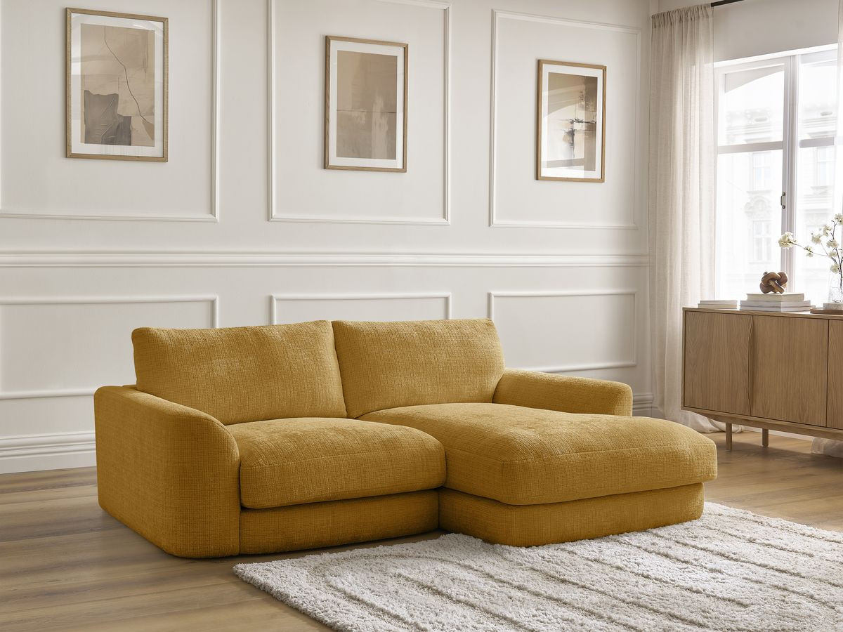 Bobochic Leonore Ecksofa Strukturstoff Gelb Ecke rechts