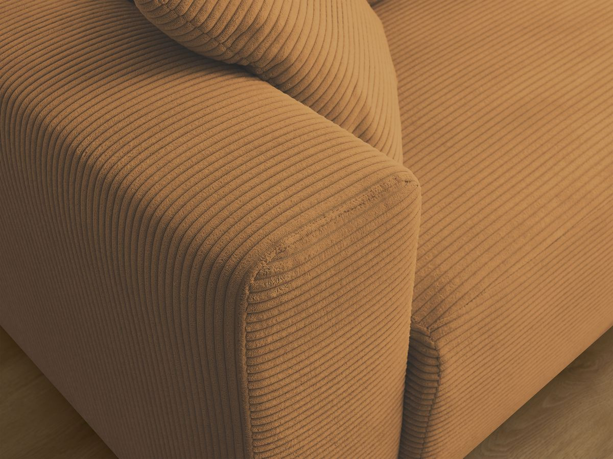 Bobochic Atilla Ecksofa mit Schlaffunktion und Bettkasten Cordsamt Gelb Ecke rechts