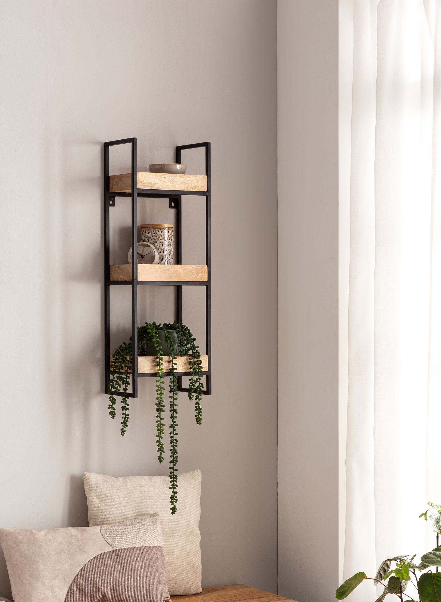Wandregal Borhaug Mango Massivholz 27 × 18 × 77 cm