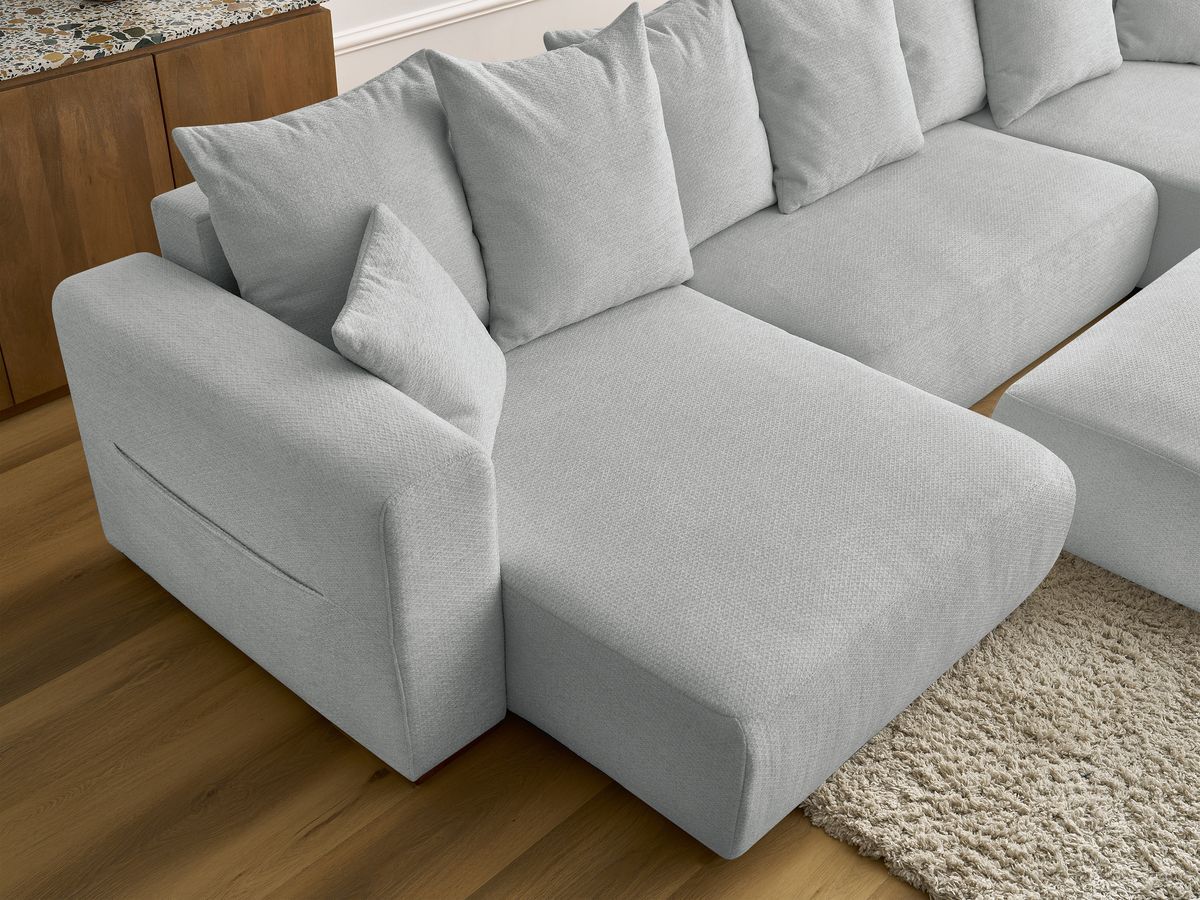 Bobochic Sidonie Wohnlandschaft mit Pouf Melange-Stoff Hellgrau