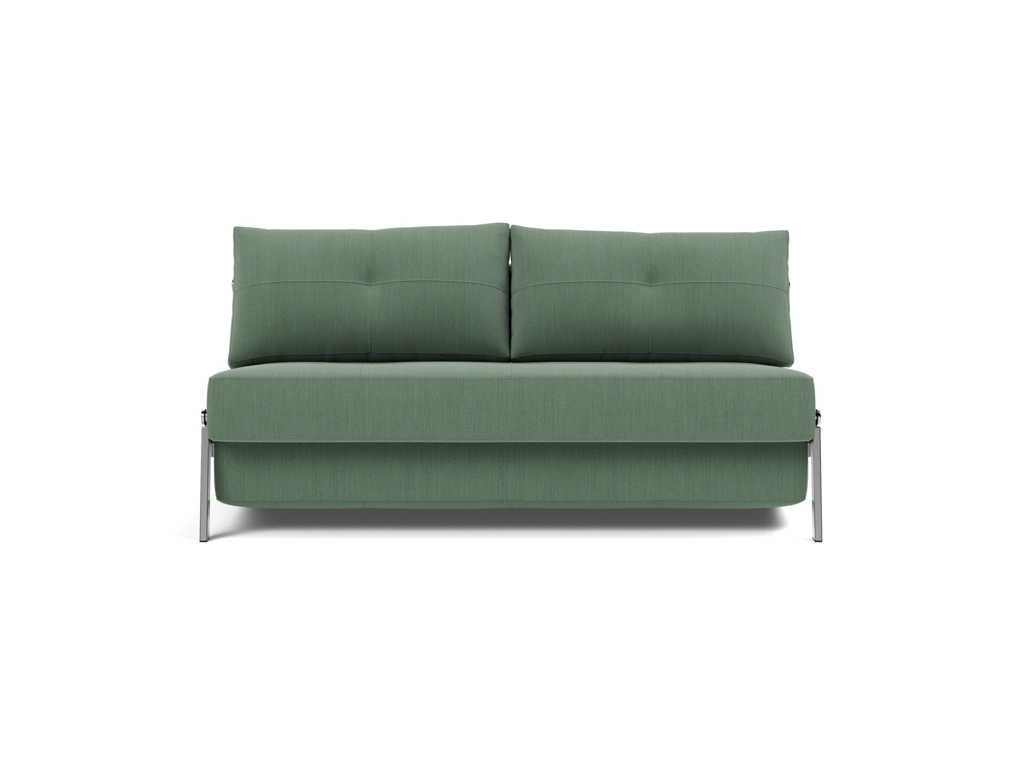 Schlafsofa Cubed 160 Flachgewebe Elegance 518-Green Beine Chrom
