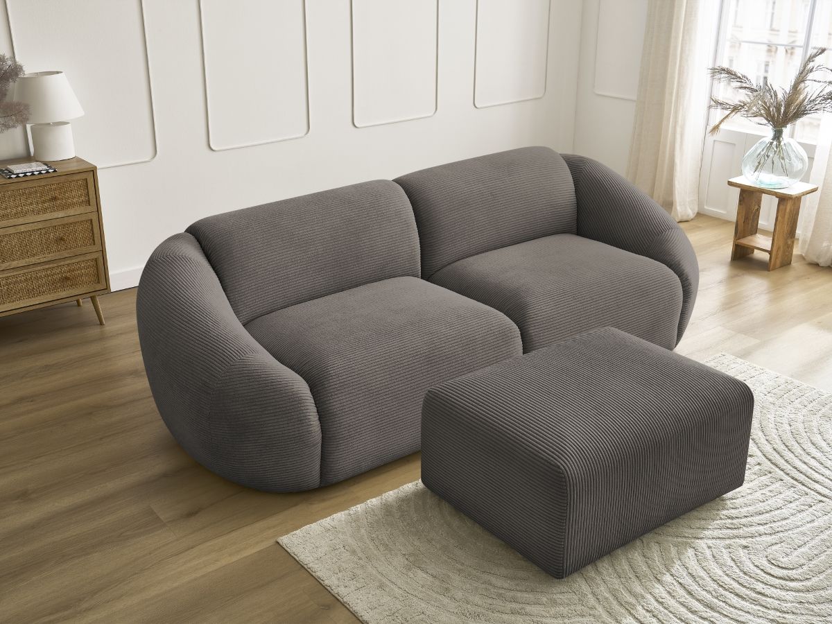 Bobochic Tina Sofa 4-Sitzer mit Pouf Cordsamt Taupe
