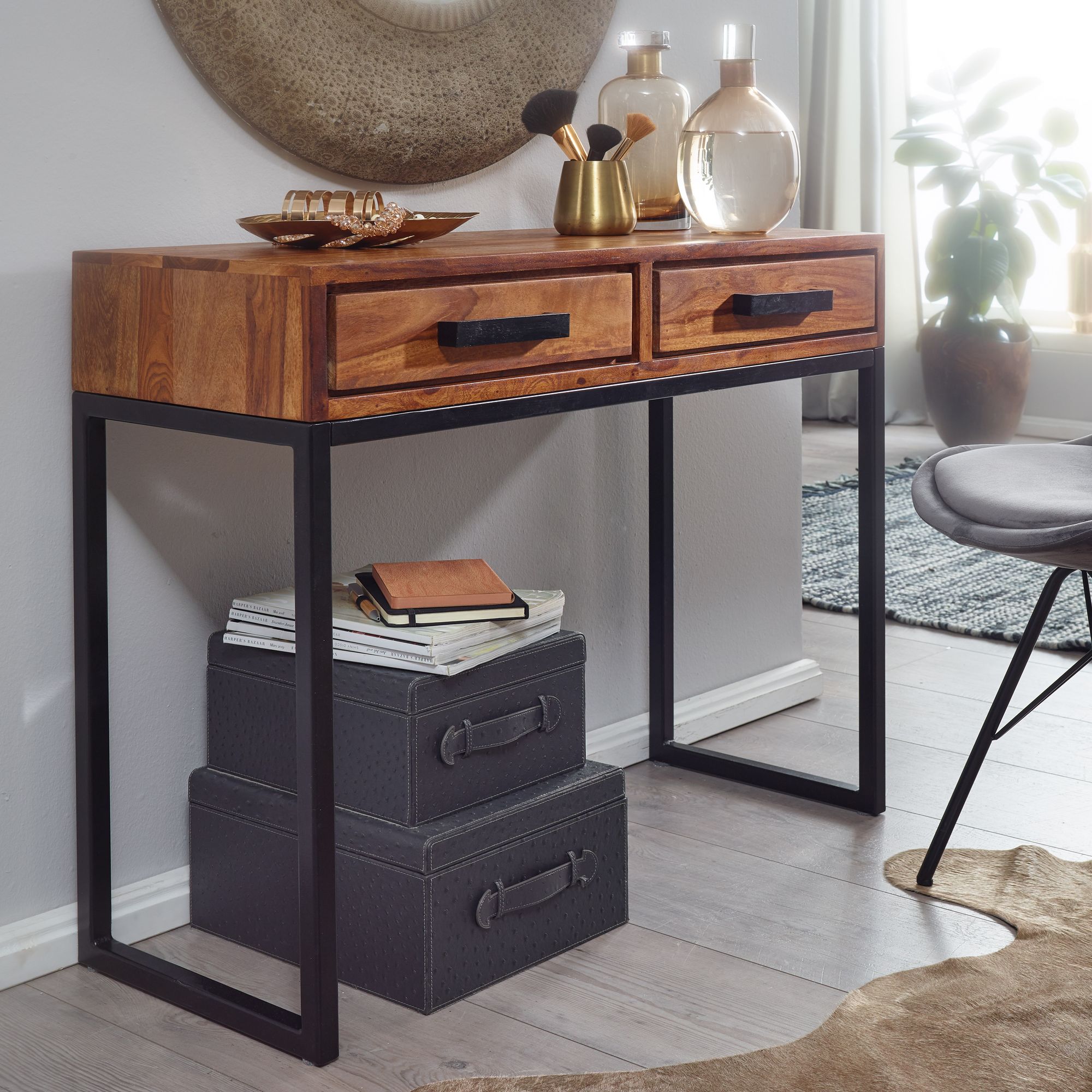 Konsolentisch Vildbjerg Massivholz Braun 90 × 35,5 × 76,5 cm