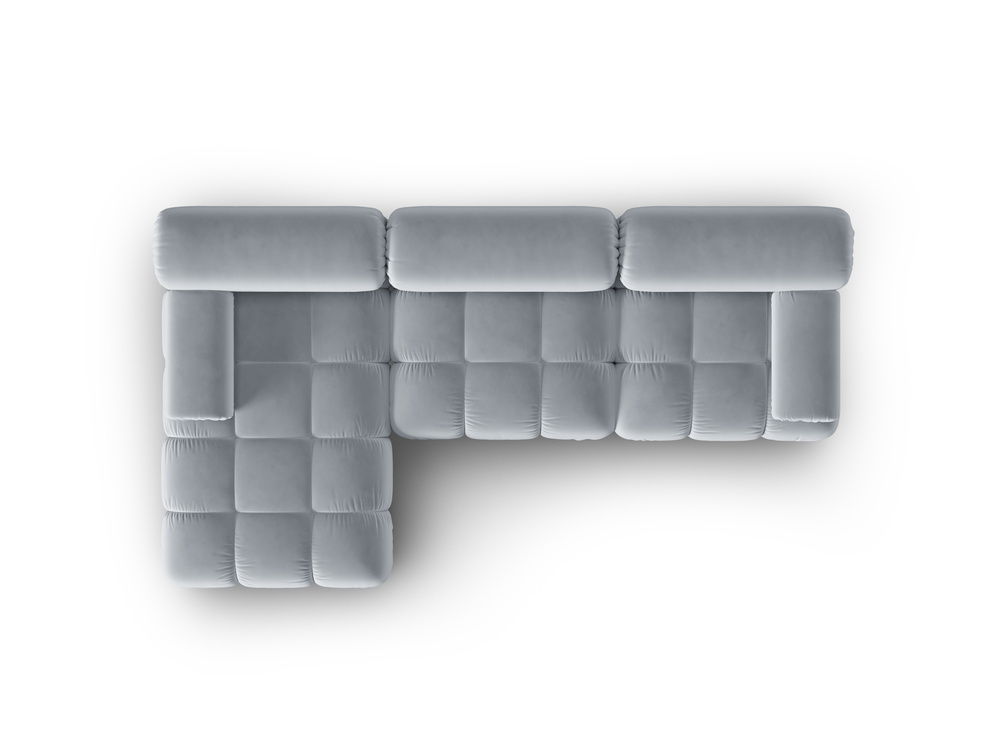 Cosmopolitan Design Modulares Ecksofa Cortina 4-Sitzer Samt Bluvel Hellblau Links