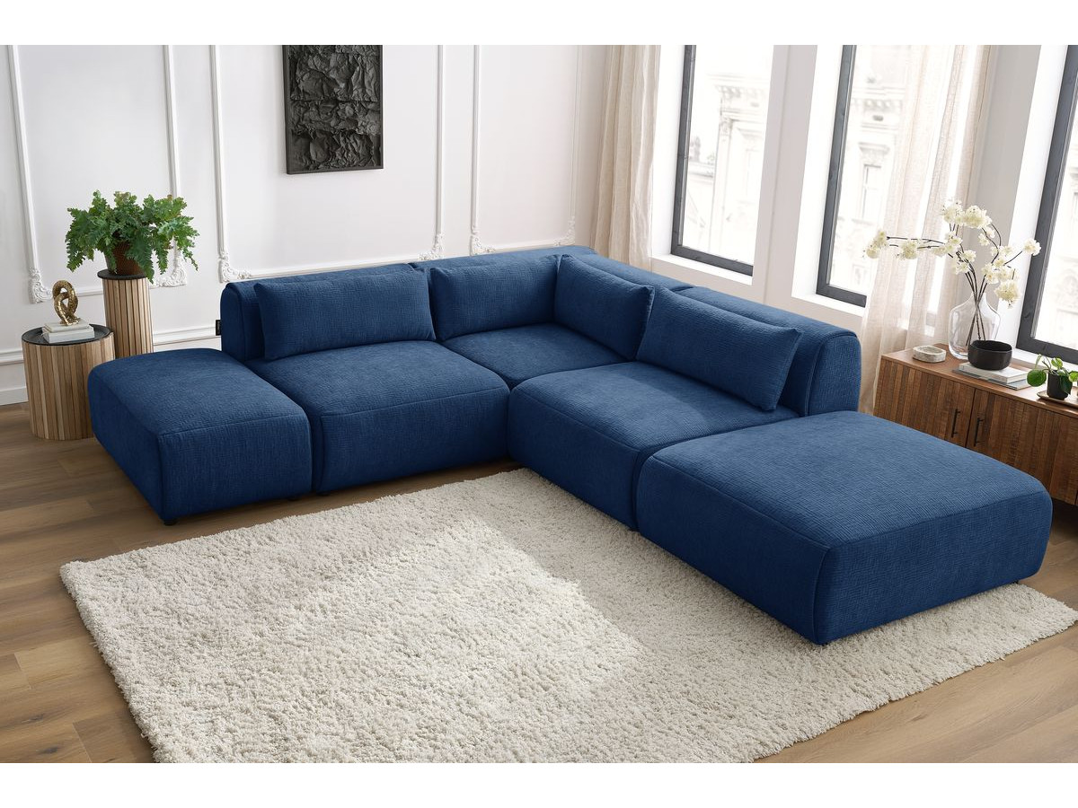 Bobochic Jeanne Ecksofa 271 × 300 cm Strukturstoff Dunkelblau