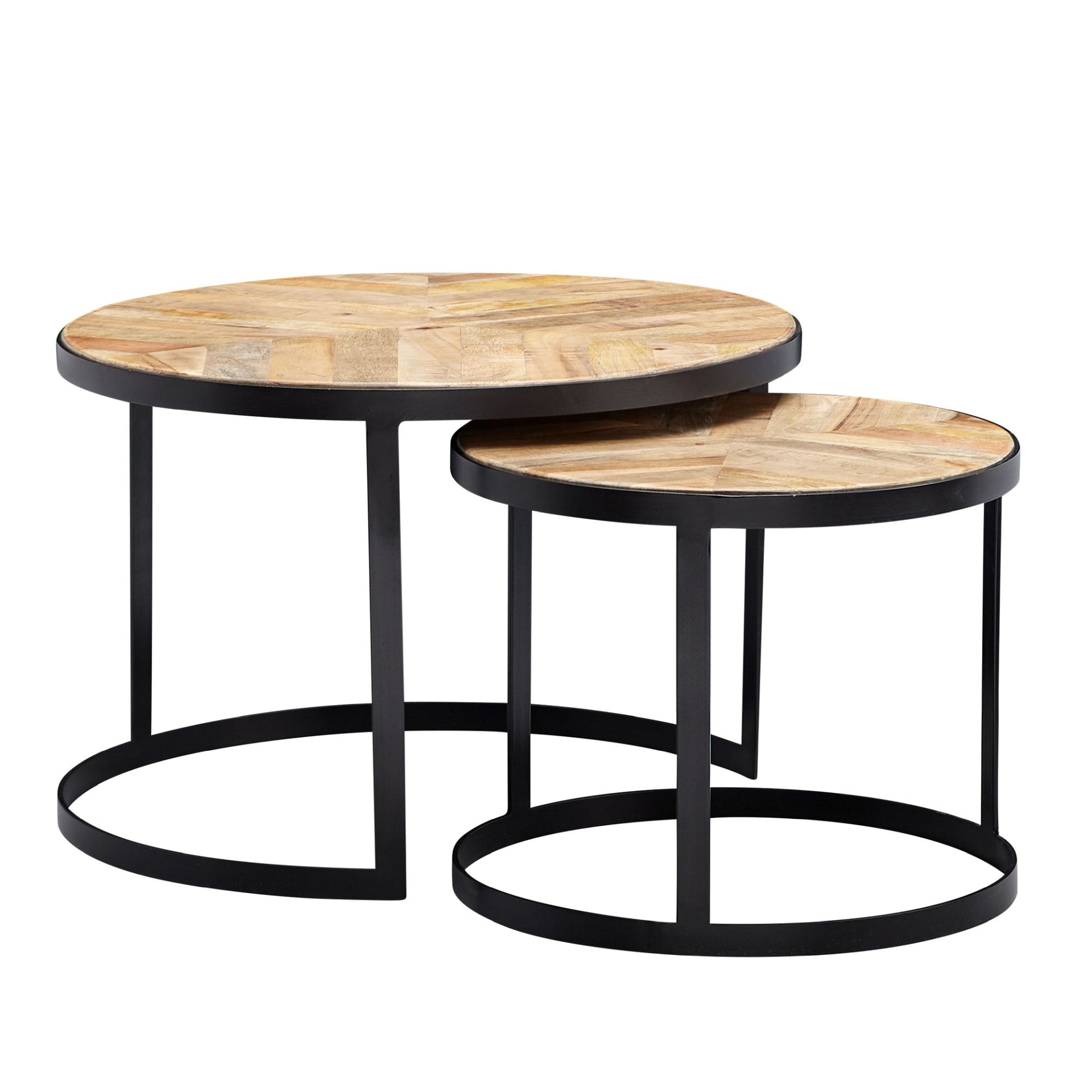 Satztisch 2er-Set Svolvaer Massivholz Akazie Höhe 41 cm