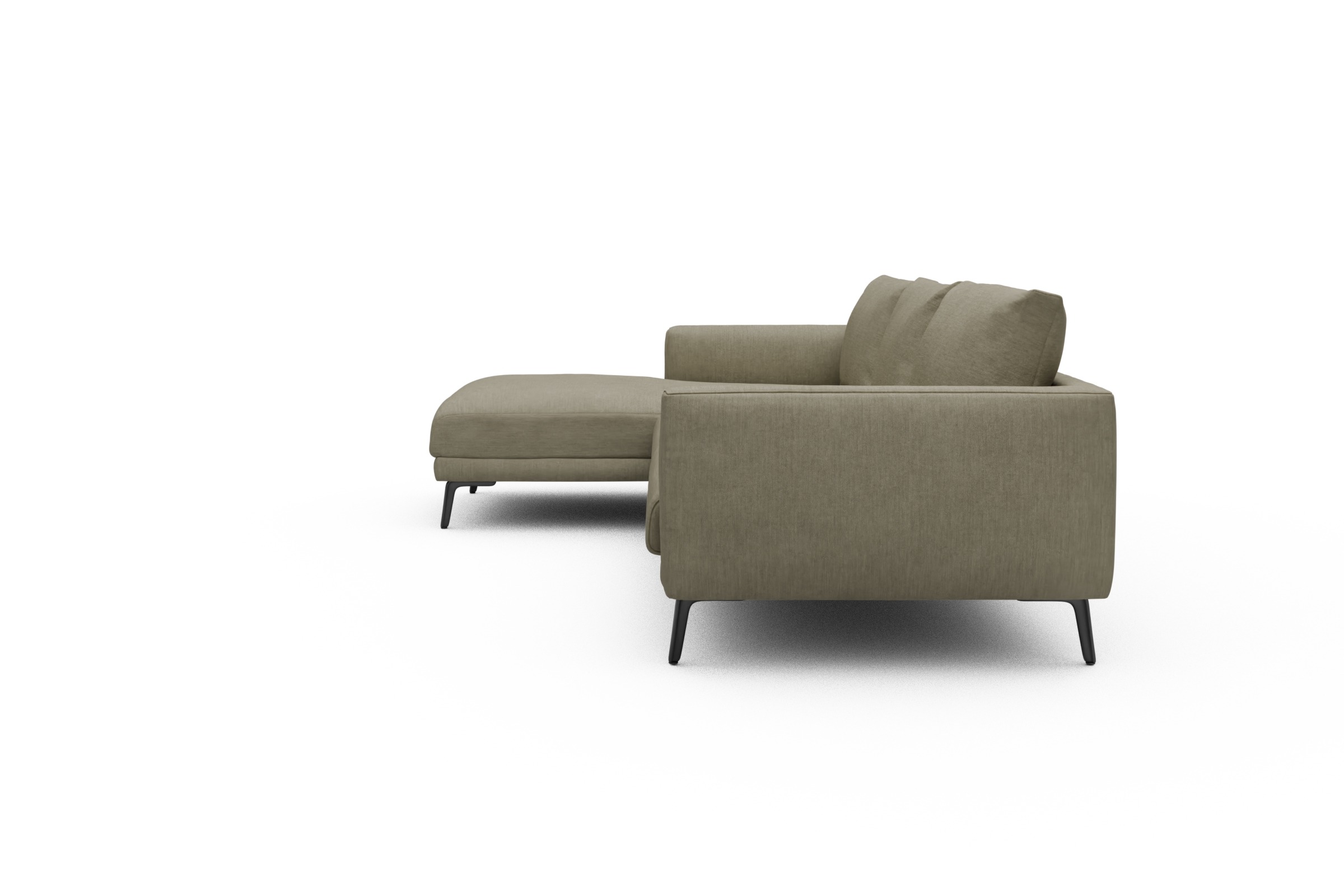 Ecksofa Karl Chaiselongue links mit 2,5-Sitzer Vivus-Dusty-Sand