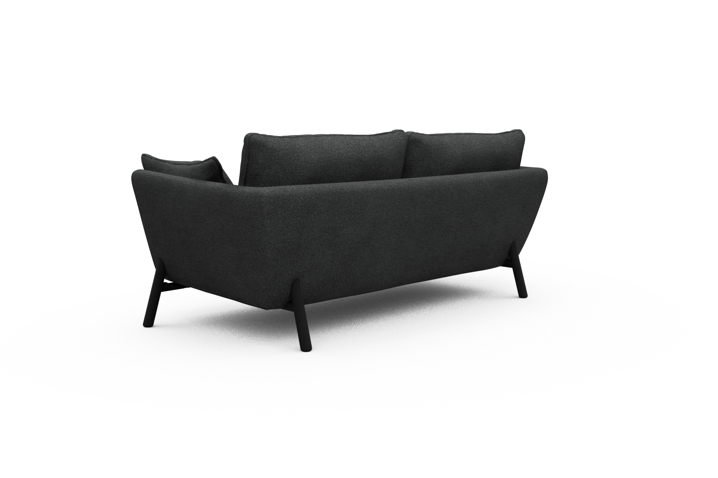 Sofa Emil 2-Sitzer Beinfarbe Eiche Schwarz Boucle-Charcoal