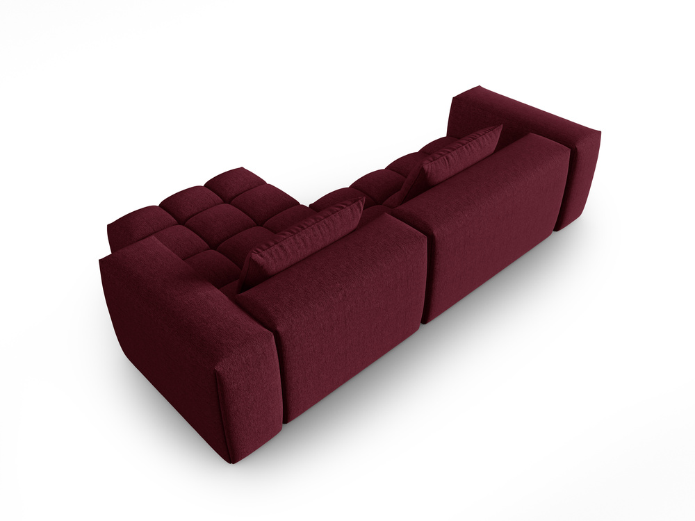 Cosmopolitan Design Ecksofa Verona 3-Sitzer Strukturierter Stoff Sorella Burgundfarben Rechts