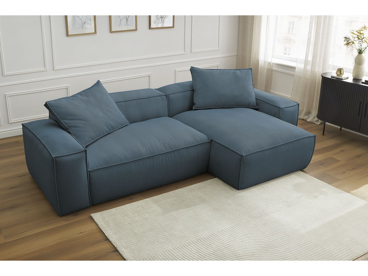 Bobochic Boheme Ecksofa, 3 Kissen Cordsamt Blau