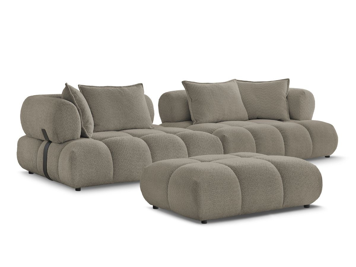 Bobochic Alya Sofa 4-Sitzer mit Pouf Bouclé-Stoff Taupe