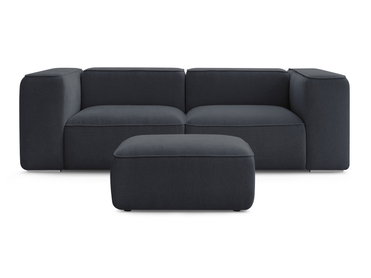Bobochic Zephyr Sofa 3-Sitzer mit Pouf Strukturstoff Dunkelblau