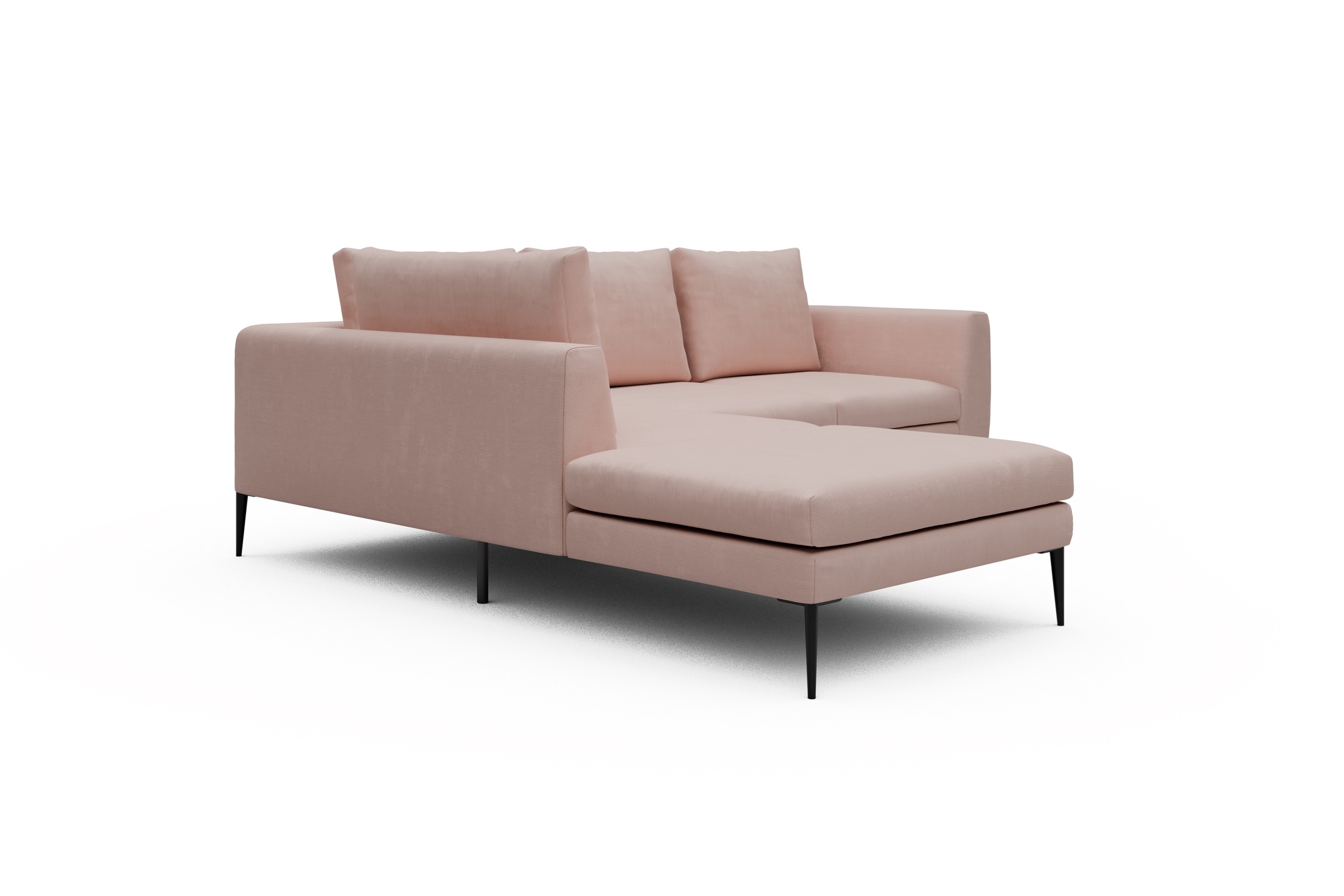 Ecksofa Paul Relax-Ecke links mit 2-Sitzer Cordufine-Blush