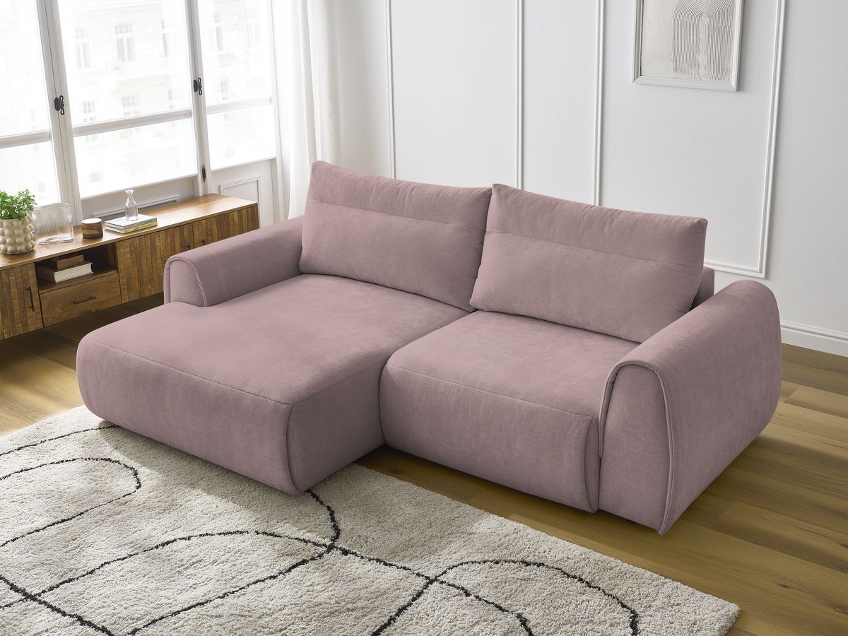 Bobochic Aden Ecksofa 246 × 152 cm Stoff Rosa Ecke links