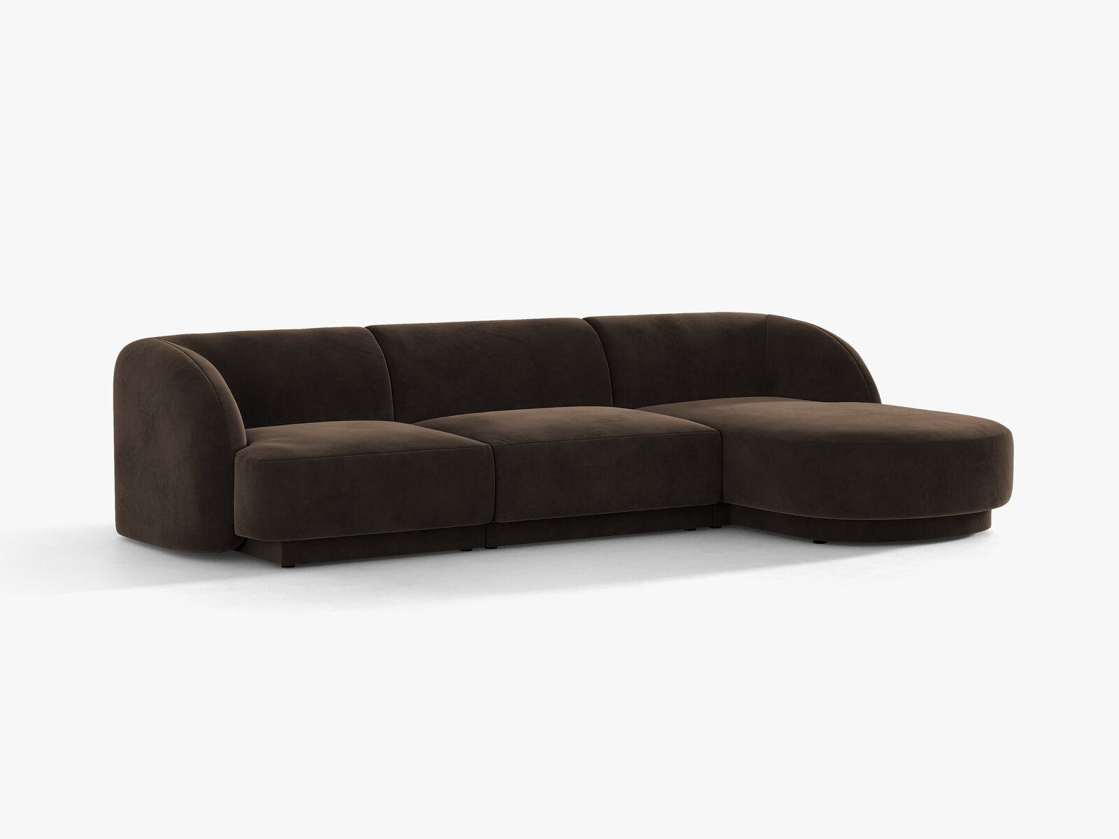 Micadoni Ecksofa Miley 4-Sitzer Rechts Samt Bluvel Dunkelbraun