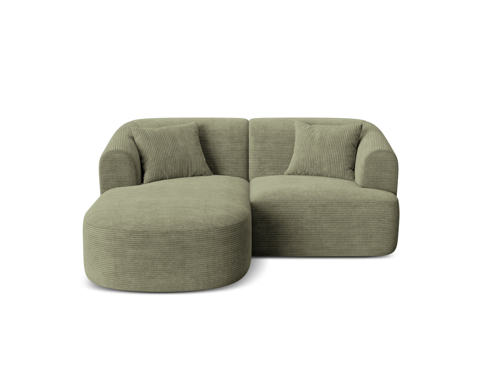 Cosmopolitan Design Ecksofa Campi 3-Sitzer Kord Lincoln D Moosgrün Melange Links