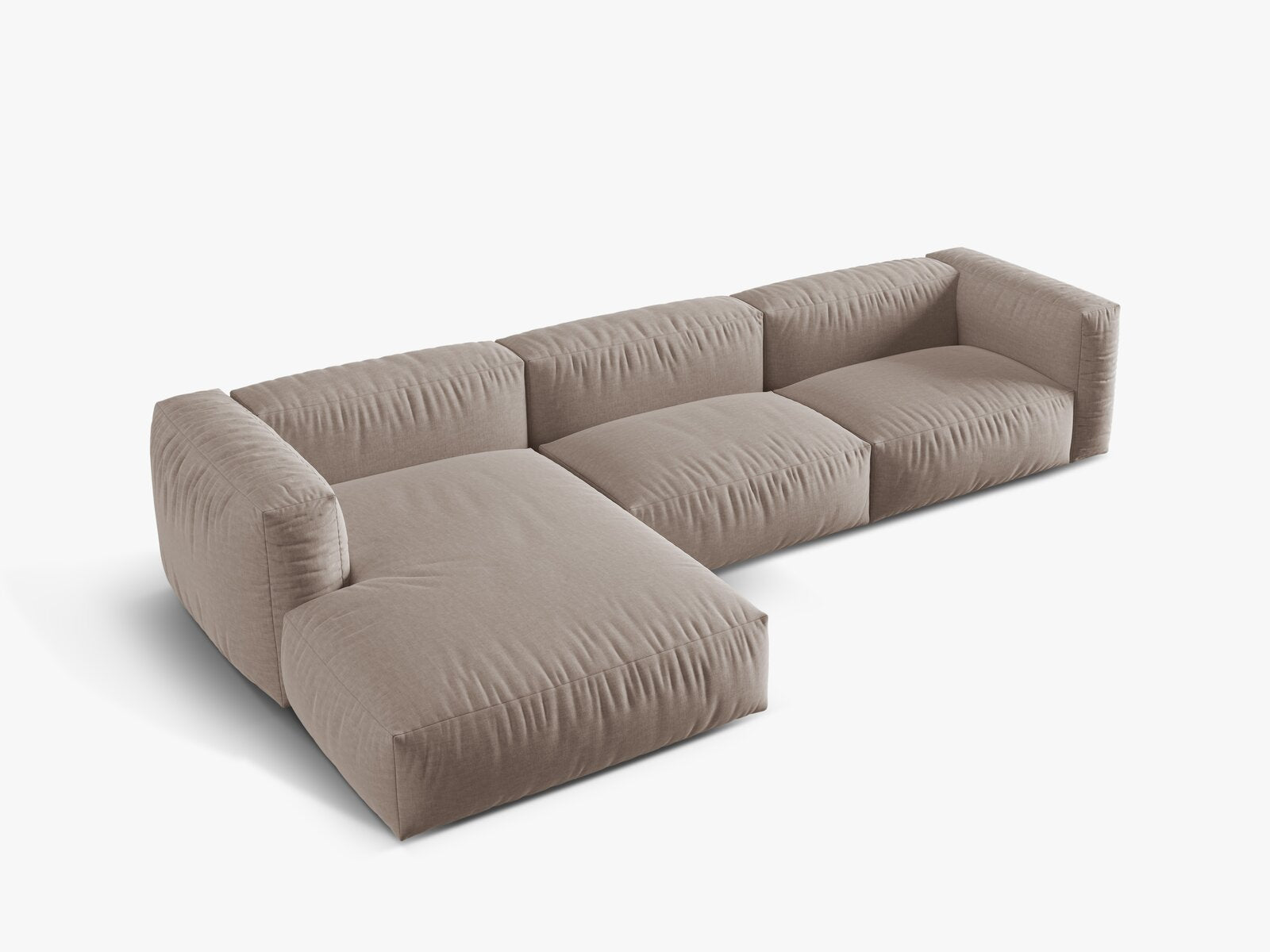 Micadoni Ecksofa Martina 3-Sitzer Links Strukturierter Stoff Boston Dunkelbeige