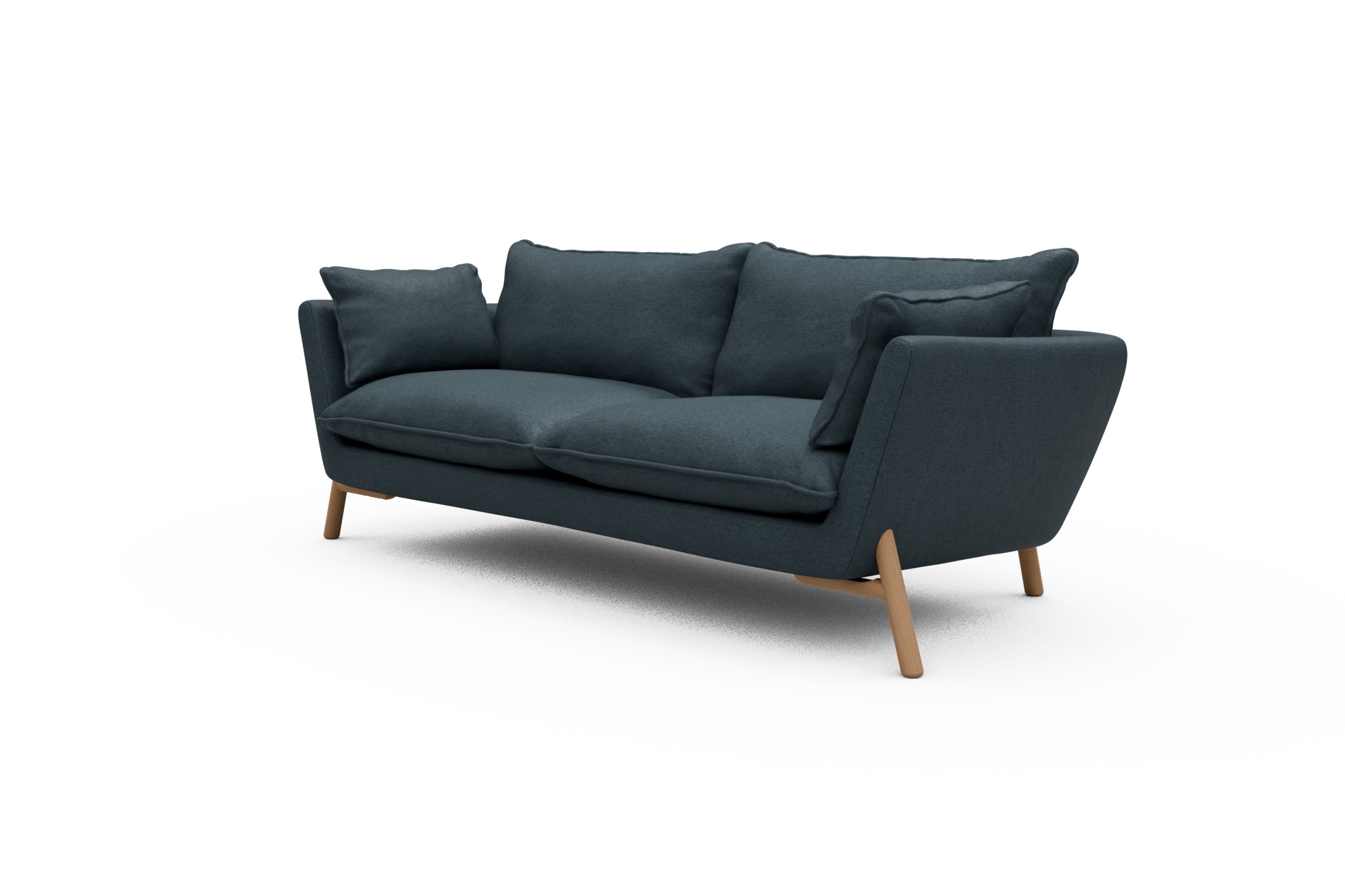 Sofa Emil PREMIUM 3-Sitzer Beinfarbe Eiche Natur Denari-Royal-Blue