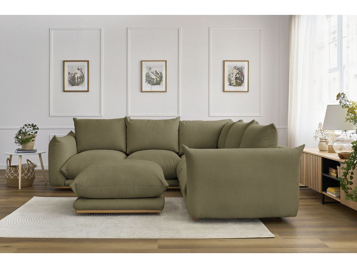 Bobochic Ernest Ecksofa mit Pouf Stoff Grün