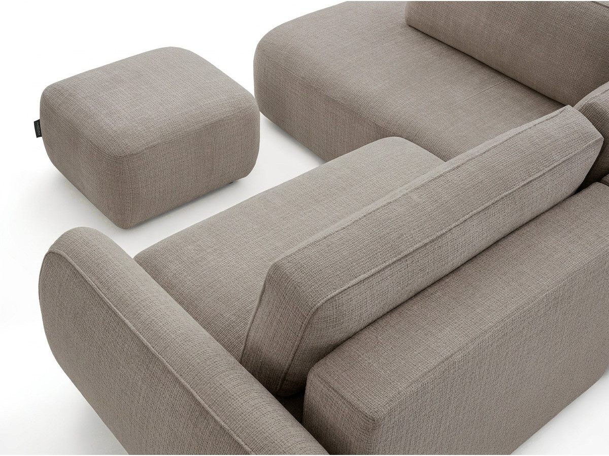 Bobochic Denise Ecksofa mit Schlaffunktion und Bettkasten und Pouf 256 × 197 cm Strukturstoff Taupe Ecke links