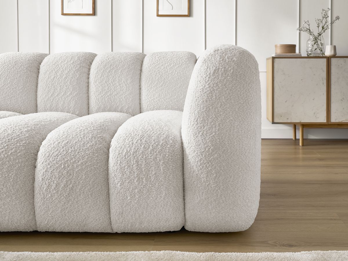 Bobochic Talia Ecksofa Bouclé-Stoff Weiß Ecke links