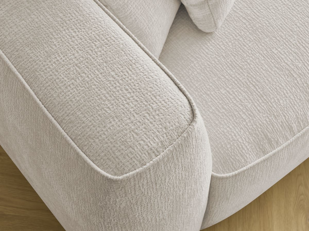 Bobochic Leopold Sofa 4-Sitzer mit Pouf Strukturstoff Beige Armlehne links