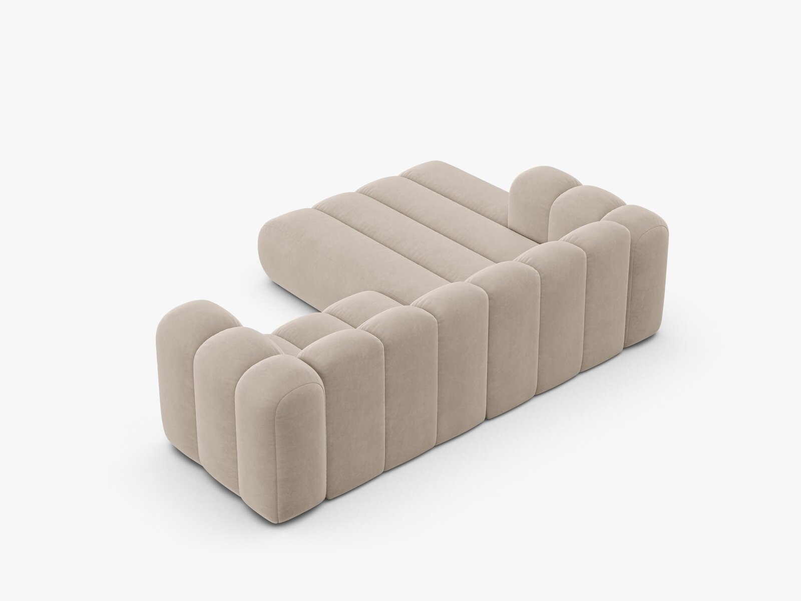 Micadoni Modulares Ecksofa Lupine 3-Sitzer Links Samt Salvador Beige