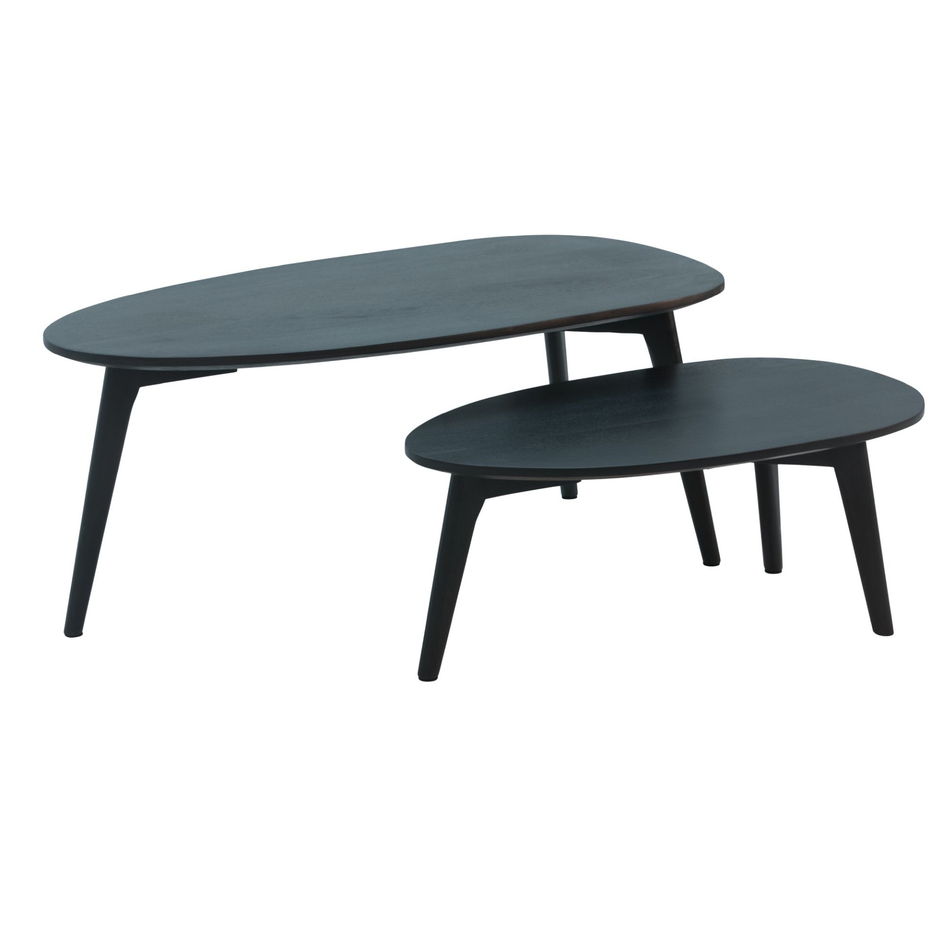 Satztisch 2er-Set Avaldsnes Massivholz Schwarz 100 × 50 × 42 cm