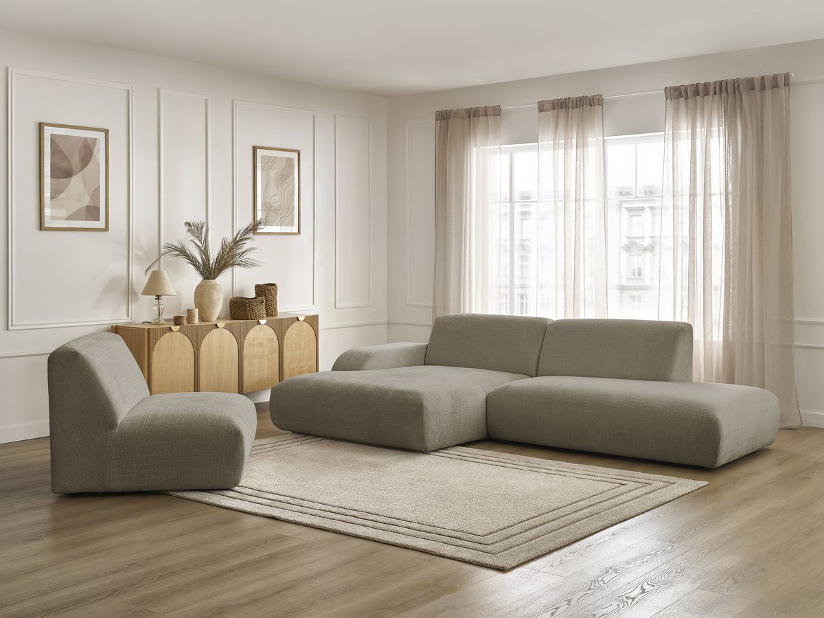 Bobochic Sirius Ecksofa 405 × 170 cm Strukturstoff Taupe Ecke links