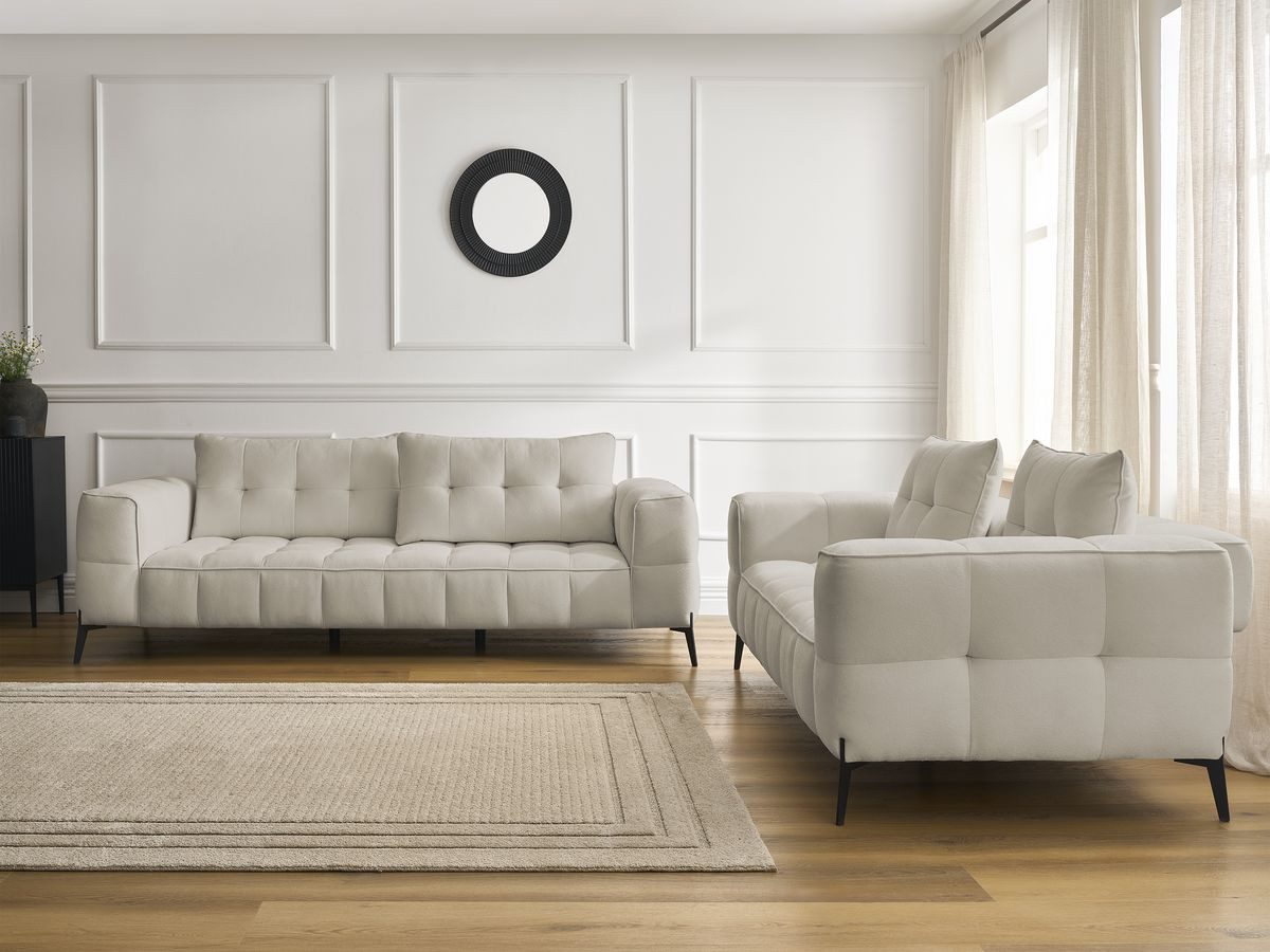 Bobochic Anis Sofa-Set 3- und 2-Sitzer Strukturstoff Beige
