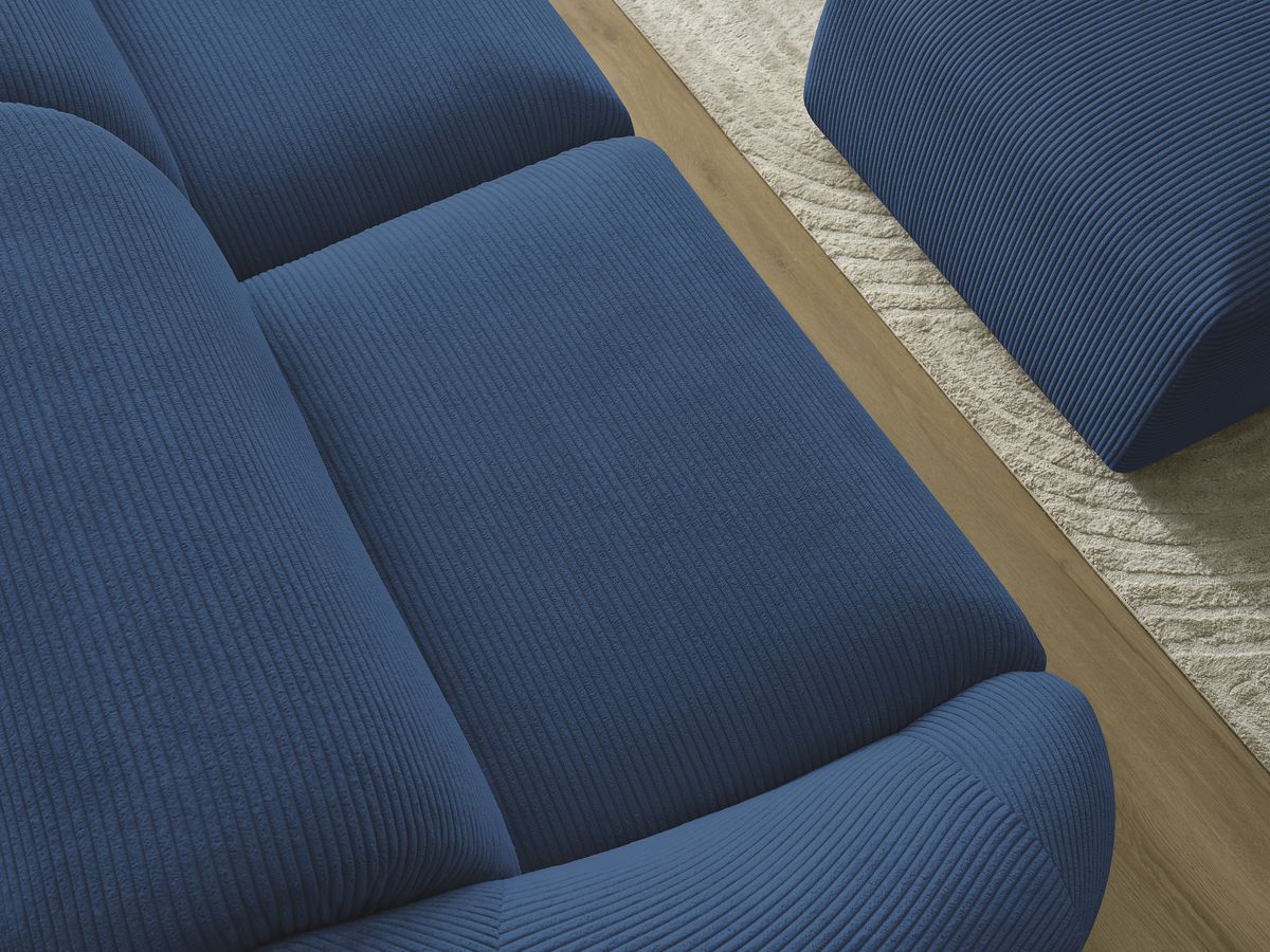 Bobochic Tina Sofa 4-Sitzer mit Pouf Cordsamt Dunkelblau
