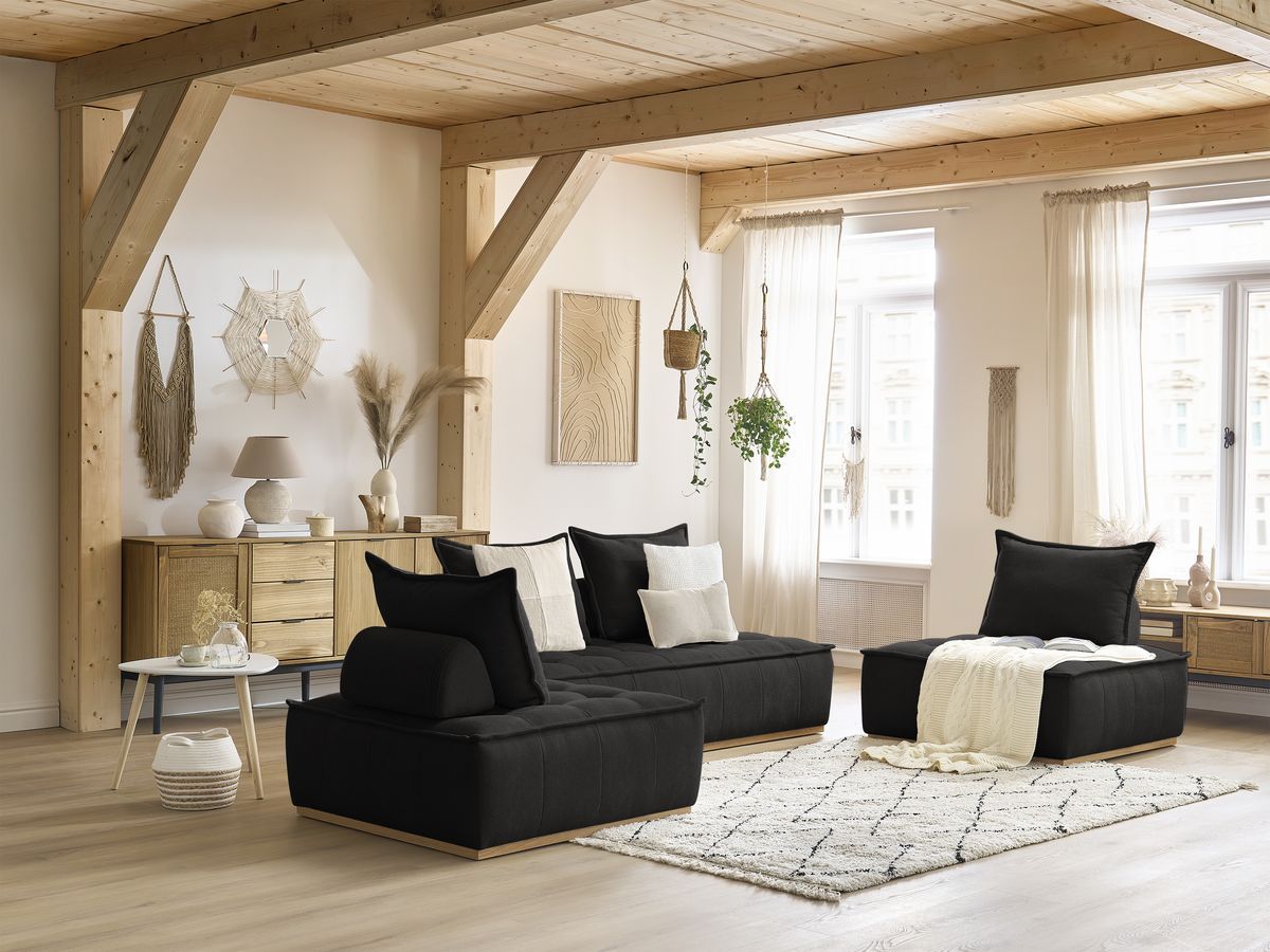 Bobochic Elisa Ecksofa Strukturstoff Schwarz